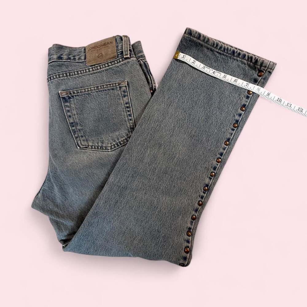 London Jean Vintage Studded Side Straight Leg Denim Jeans